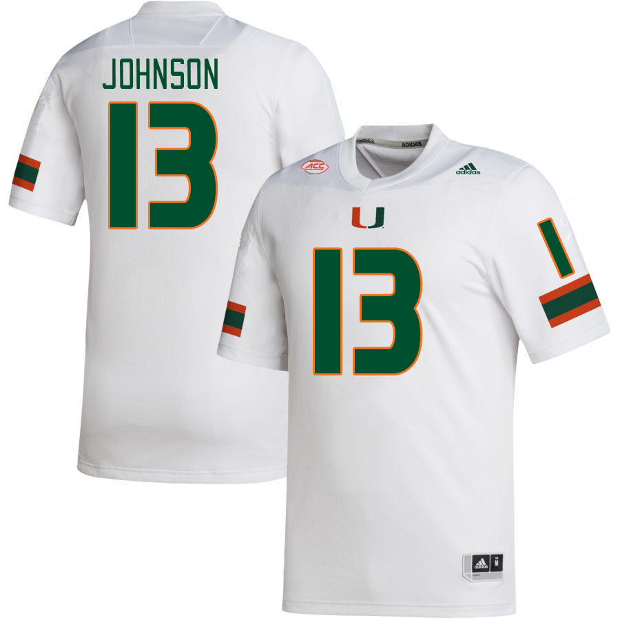 #13 DeAndre Johnson Miami Hurricanes Jerseys Football Stitched-White